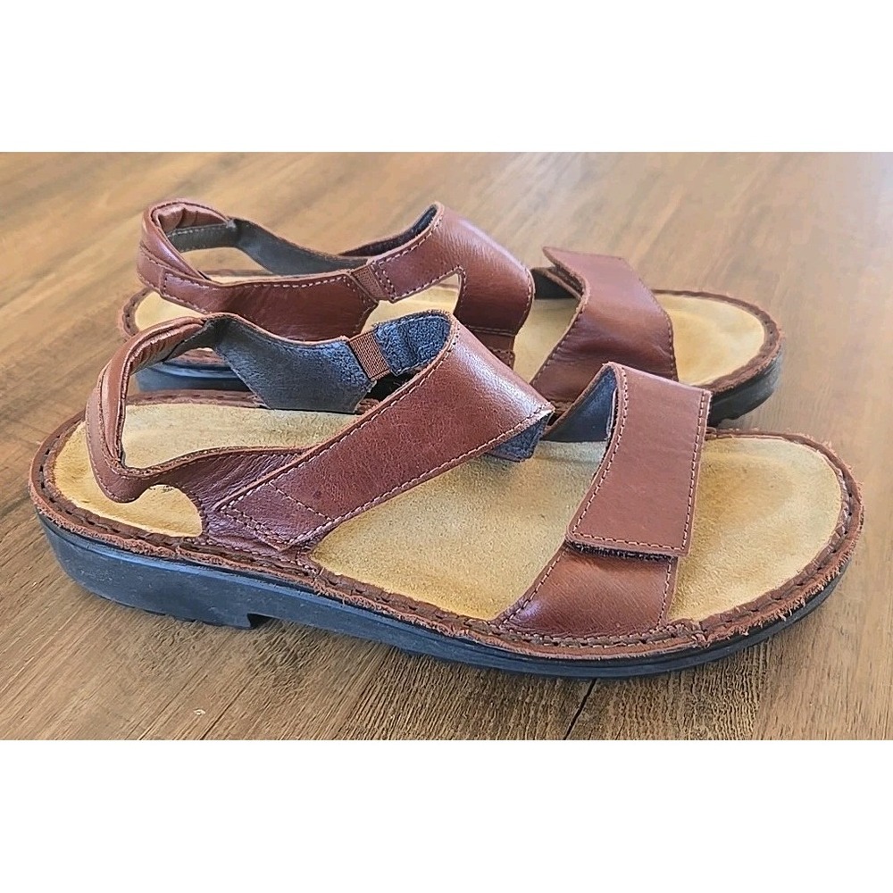 Naot Enid Sandals Open Toe Ankle Strap Brown Leather Womens EUR 39/US 8- 8.5 - Picture 3 of 15